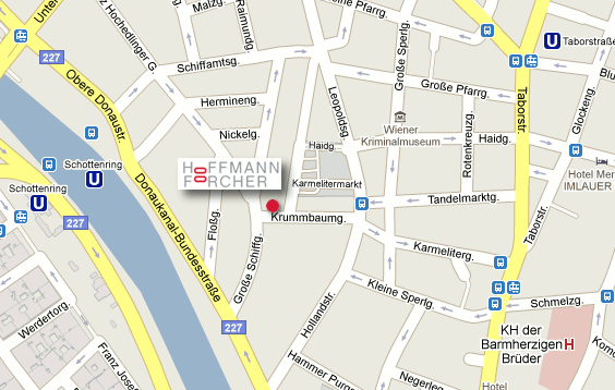 Map of surrounding Hoffmann & Forcher, Krummbaumgasse 1, 1020 Vienna, Austria